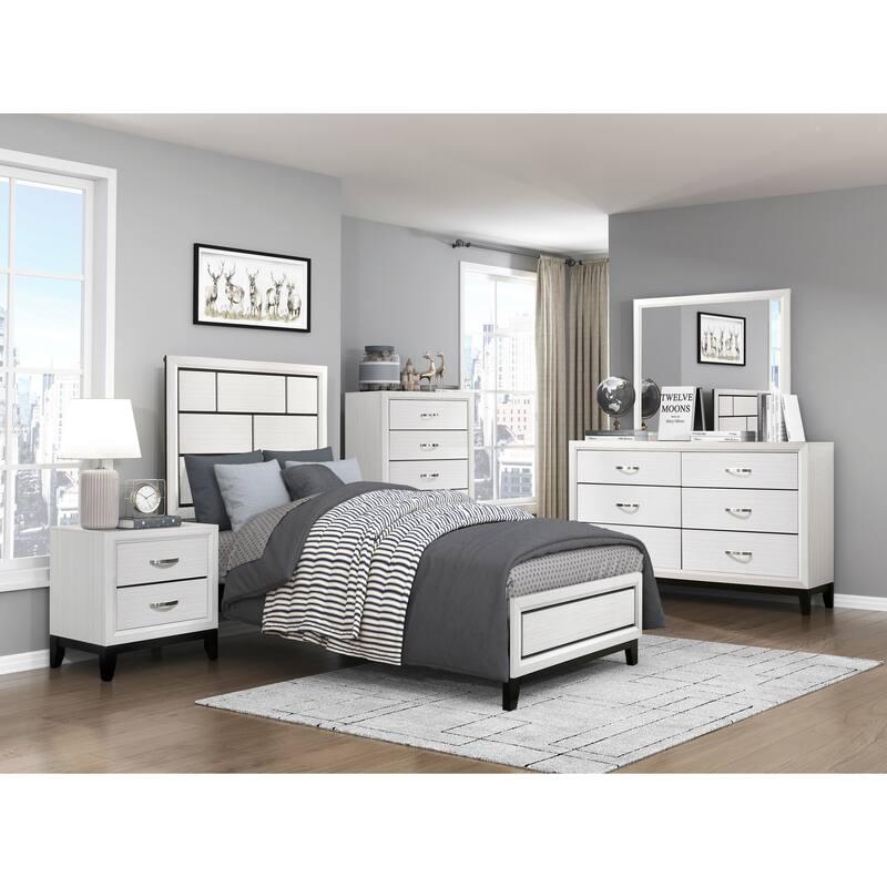 White Finish 2-Drawer Nightstand with Dovetail Construction, Modern Bedroom Storage