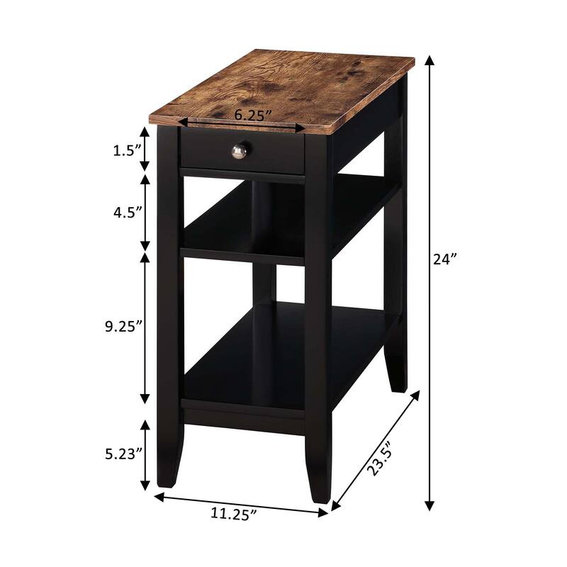 Convenience Concepts American Heritage 1 Drawer Chairside End Table with Shelves