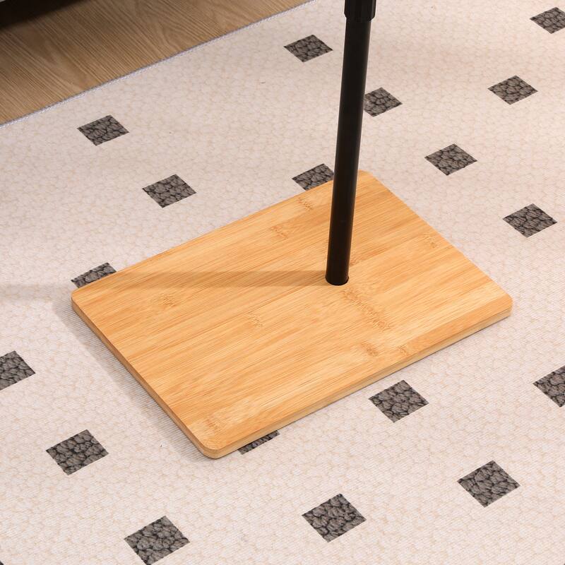 Anmytek Bamboo Side Table Adjustable Height Rotating Top Multi Functional Couch Table with Slots 2 Tier Sofa Side Table