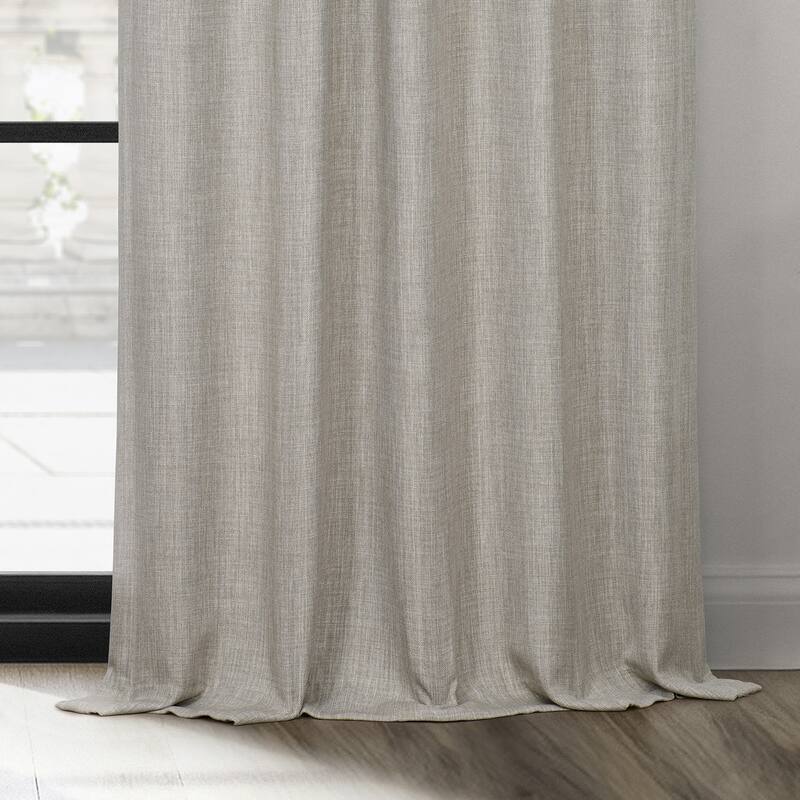Exclusive Fabrics French Pleated Textured Faux Linen Room Darkening Curtains for Bedroom & Living Room Curtains (1 Panel)