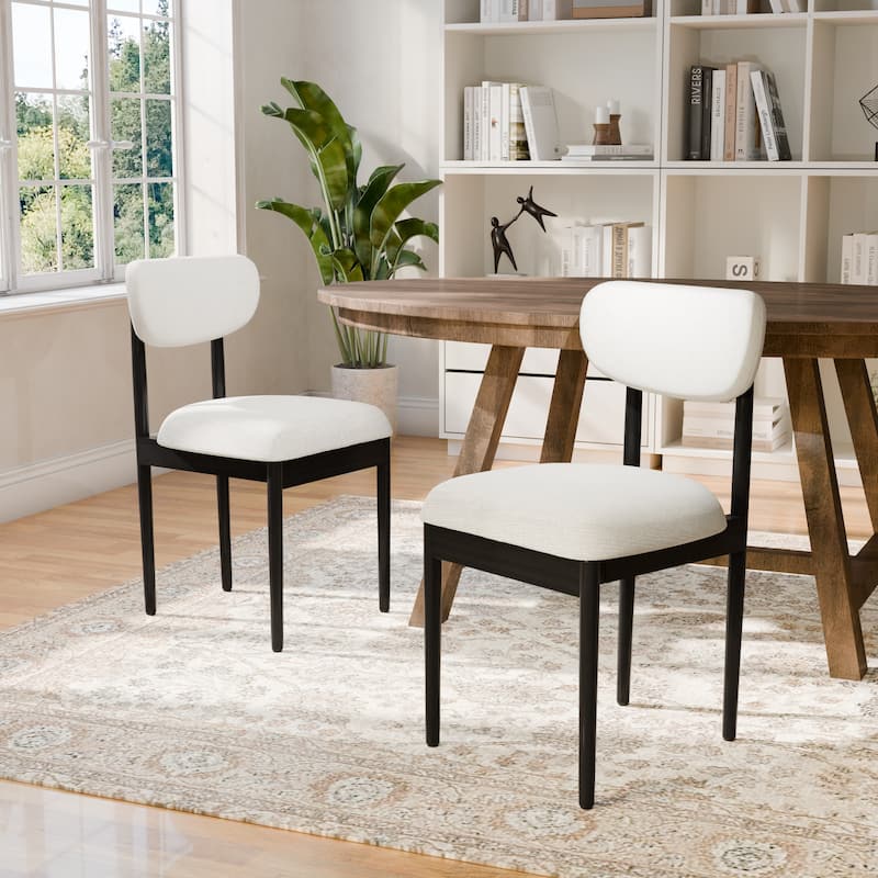 Modern Upholstered Dining Chair with Solid Wood Legs Side Chair for Kitchen Dining Room Living Room (Set of 2)