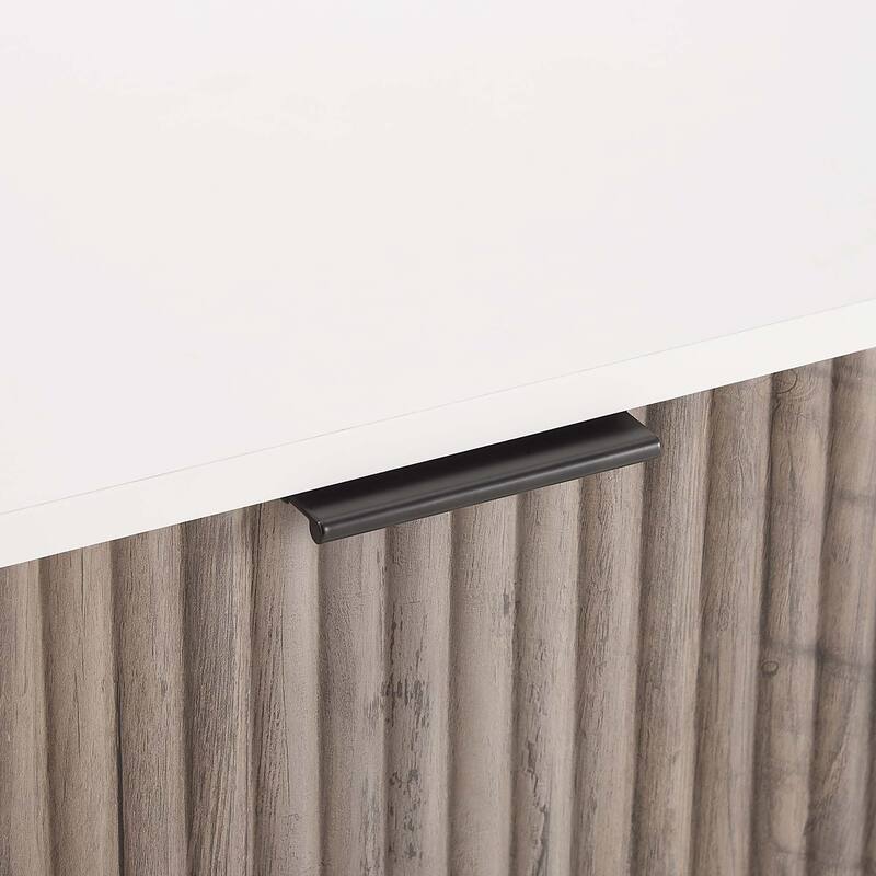 Fluted Nightstand with 2 Drawers Metal Legs Tool Free Assembly