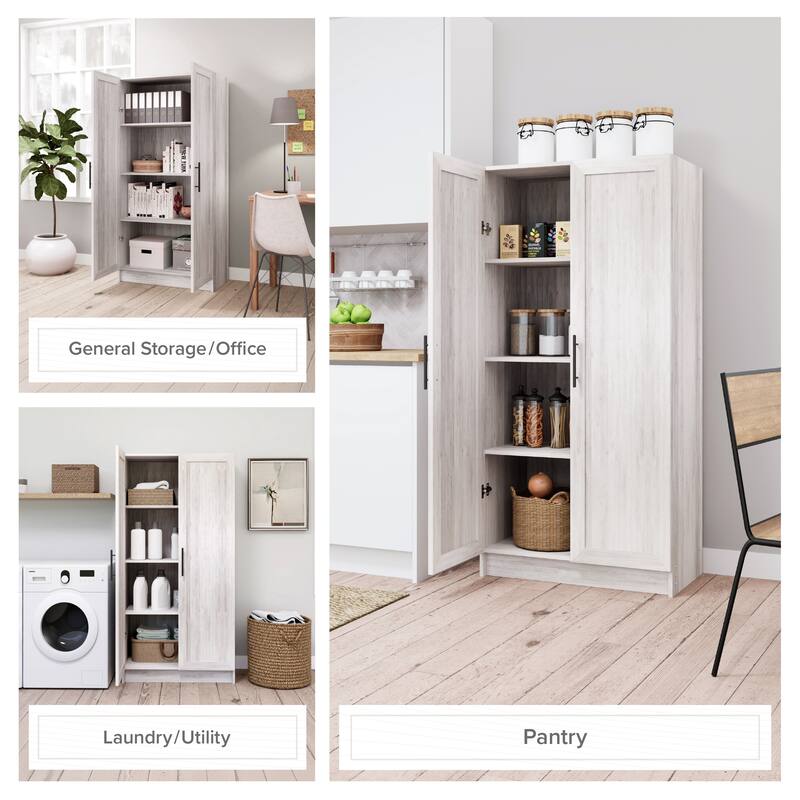 Prepac Elite Accent Cabinet with Panel Doors 16.75" D x 32" W x 65" H - 32 in W x 65 in H x 16.75 in D