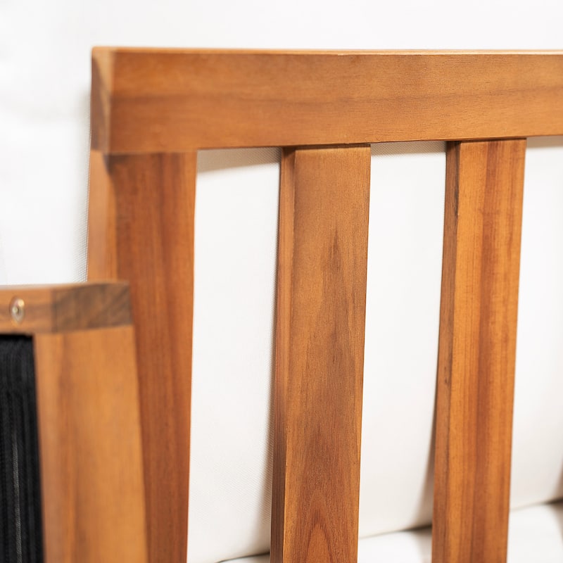 Christopher Knight Home - Valmont Modern Outdoor Acacia Wood Dining Arm Chair with Rope Back & Washable Cushion, Set of 2