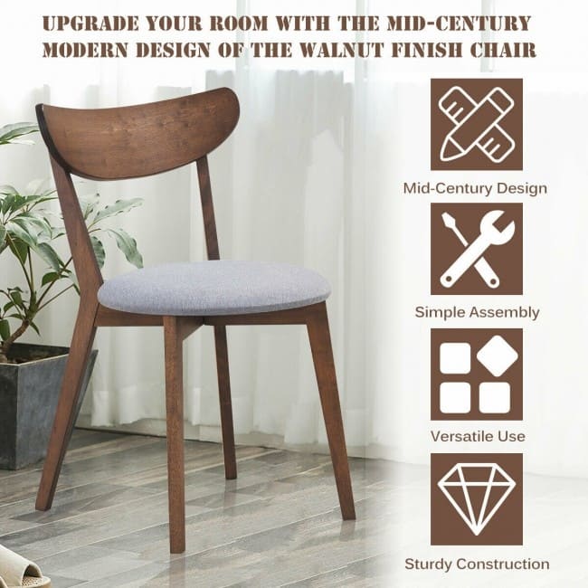 Set of 2 Dining Chair Upholstered Curved Back Side - 18" x 23" x 32" (L x W x H)