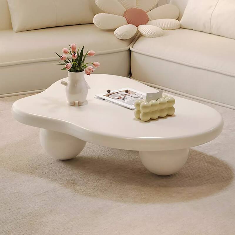 48" Modern Coffee Table, Cloud Shaped, Wood