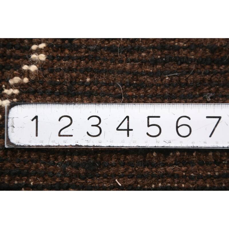 Geometric Black Moroccan Oriental Area Rug Handmade Wool Carpet - 6'11" x 9'9"