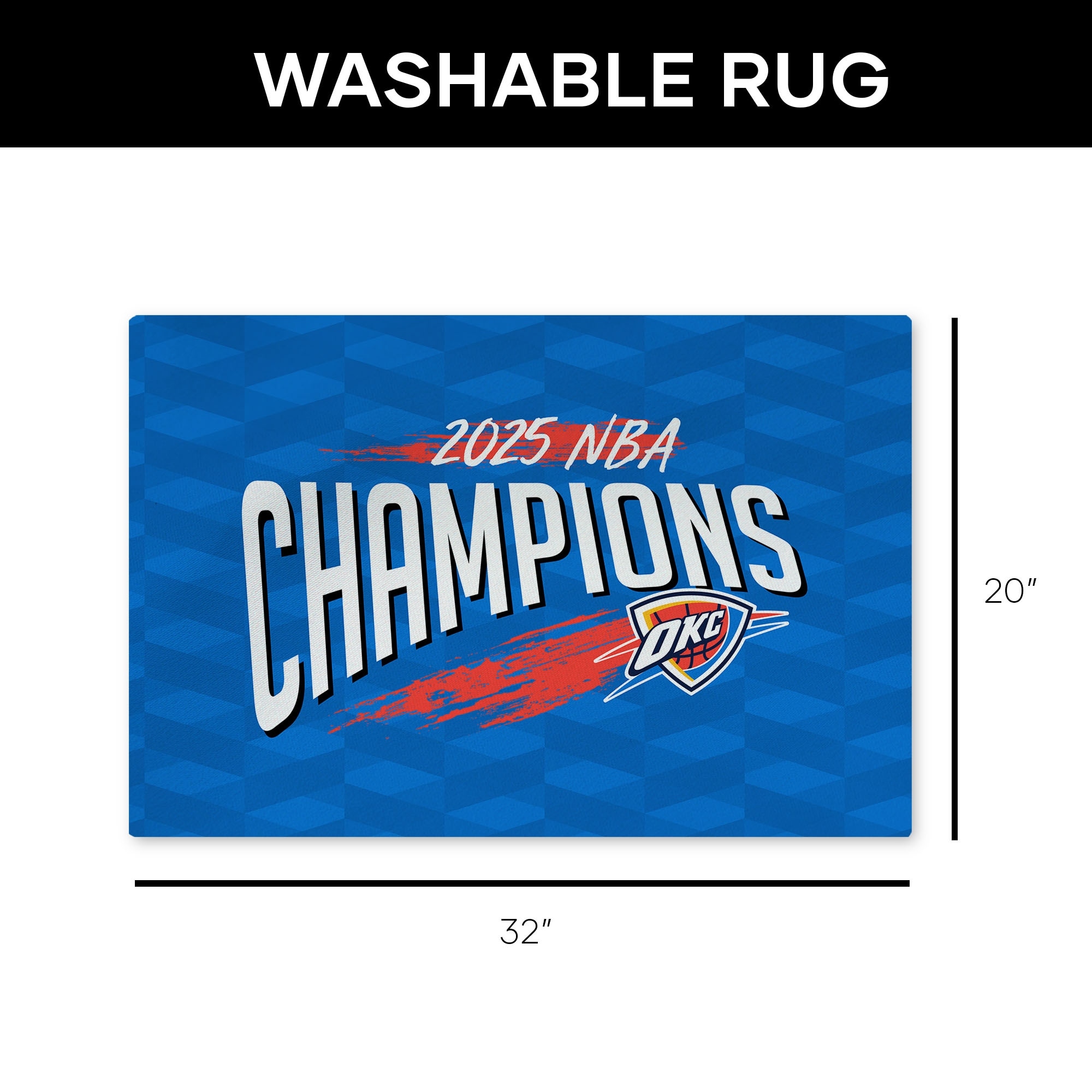 NBA Oklahoma City Thunder 2025 Champs Worthy Washable Rug 20 x 32