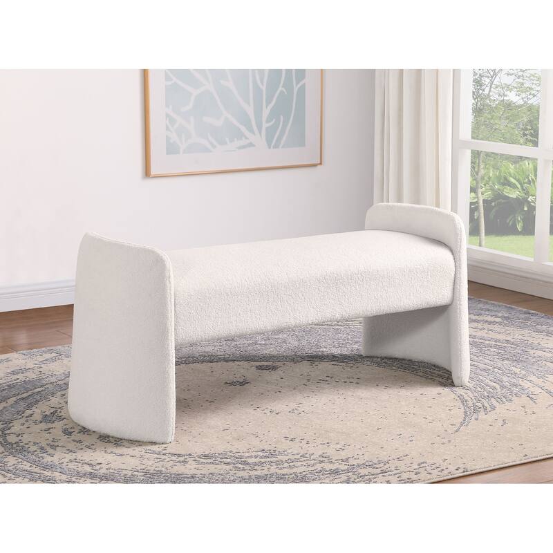 Peoria Velvet Upholstered Accent Bench Ivory