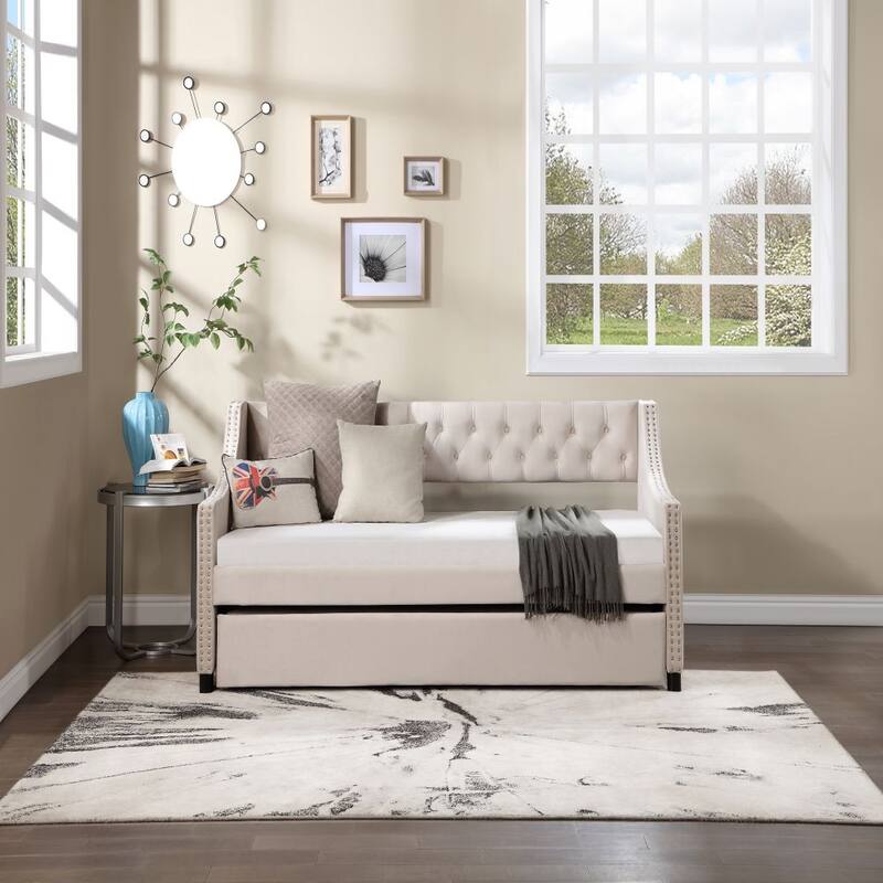 Twin Size Upholstered Daybed with Trundle