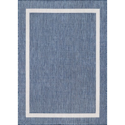 Beverly Rug Modern Bordered Indoor Outdoor Rug, Outside Carpet for Patio, Deck, Porch