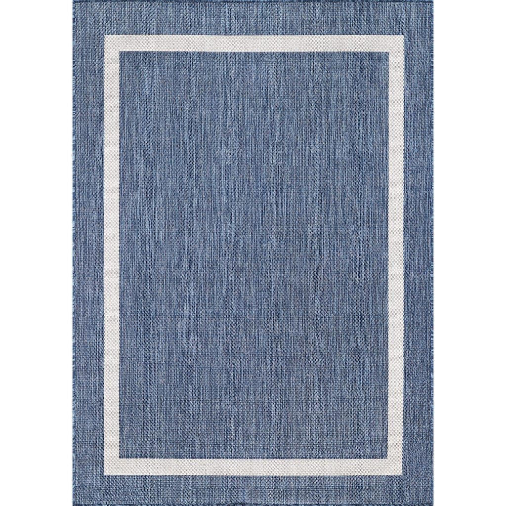 Beverly Rug Modern Bordered Indoor Outdoor Rug, Outside Carpet for Patio, Deck, Porch