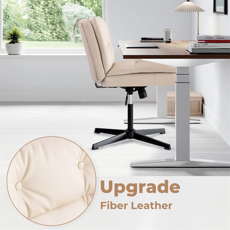 Armless Swivel Leather Home Office Desk Chair,No Wheels