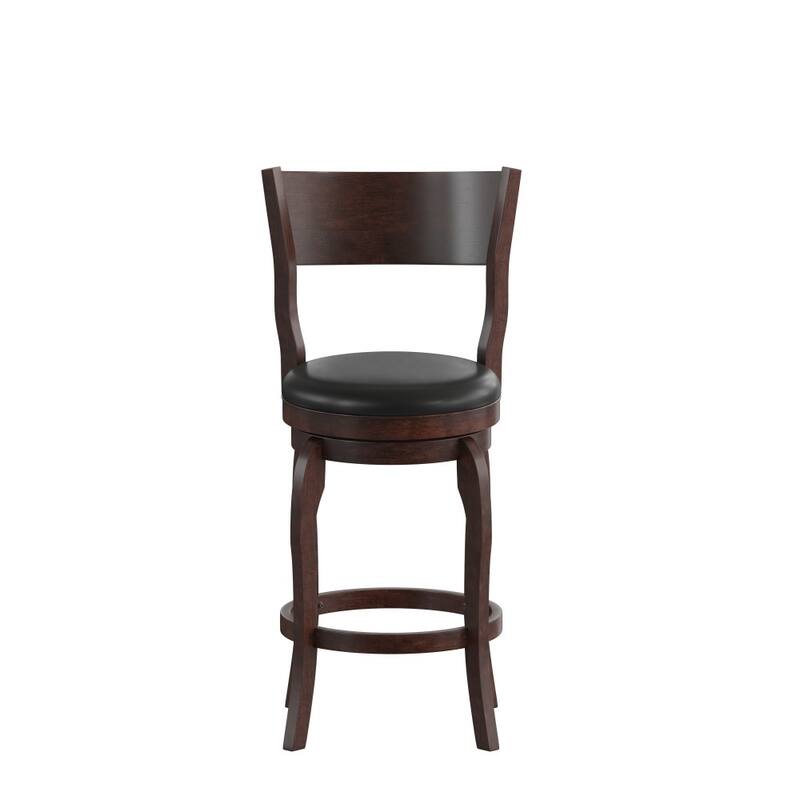 Commercial Upholstered Wooden Swivel Counter Stool