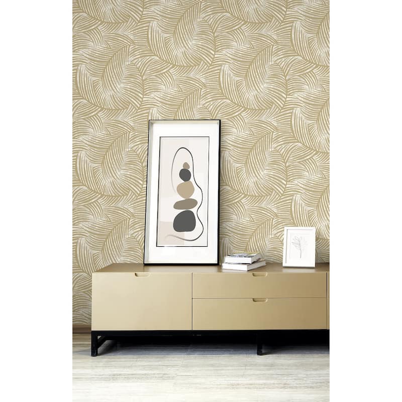 Seabrook Designs Zephyra Palms Glass Beaded Non-Woven Unpasted Wallpaper