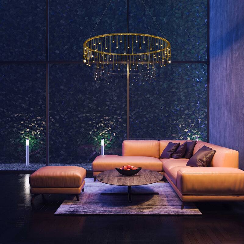 Lucerna 39" LED Chandelier in Stainless Steel Gold