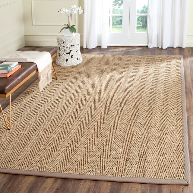 SAFAVIEH Natural Fiber Oceana Herringbone Seagrass Rug - 6' x 9' - Natural/Grey