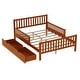 preview thumbnail 58 of 79, Wooden Platform Bed Underbed Storage Bed with Sides Guardrails Spindle Headboard and 2 Drawers 8.98 inch Storage Underneath