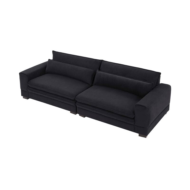 Modern 104.7" Large Fabric Sofa with Lumbar Pillows
