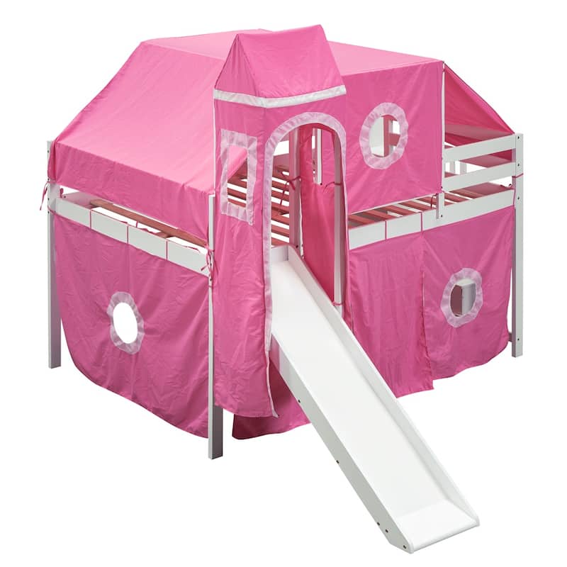 Merax Full/Twin Loft Bed with Tent and Tower