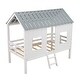 preview thumbnail 7 of 12, Wood Twin Size Low Loft House Bed with Roof, Ladder Solid Wood Playhouse Loft Bed, Wooden Support Bed Frame No Box Spring Needed