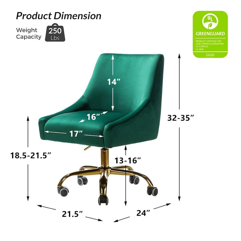 Carina Modern Upholstery Task Chair with Golden Base by HULALA HOME