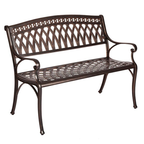 Shop Patio Sense Simone Cast Aluminum Bench Overstock 18827713