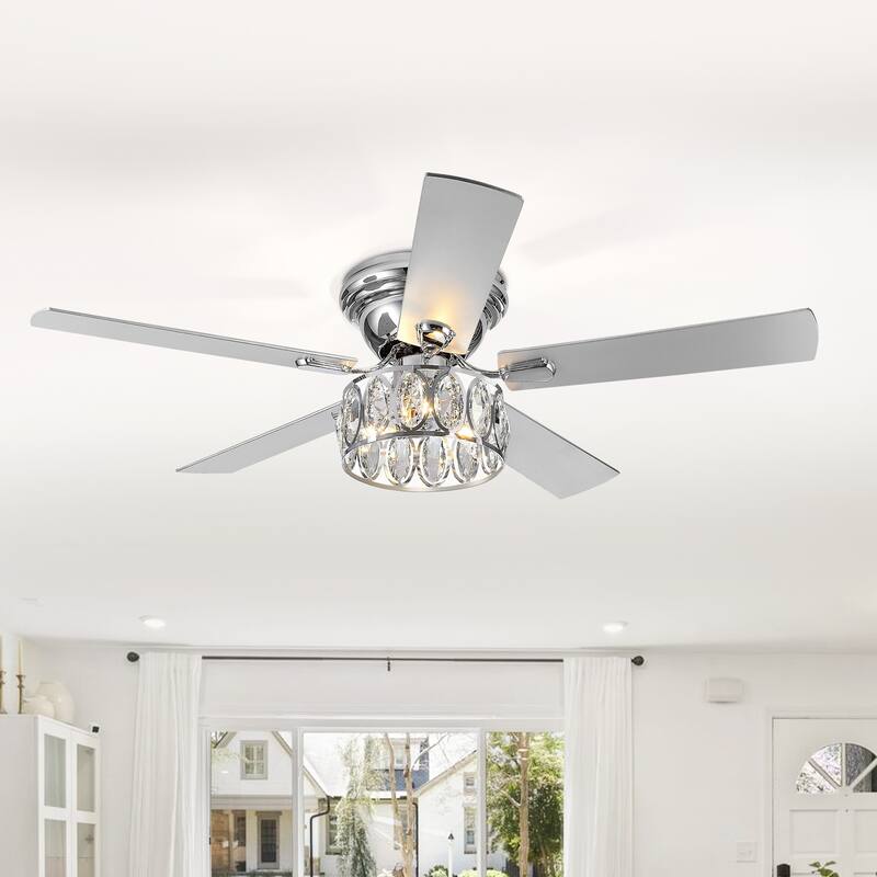 52" Flush Mount 5-Blade Ceiling Fan with Light Kit and Remote