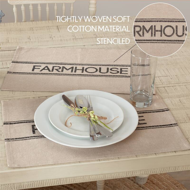 Sawyer Mill Charcoal Farmhouse Placemat Set of 6 12x18 - Placemat 12x18