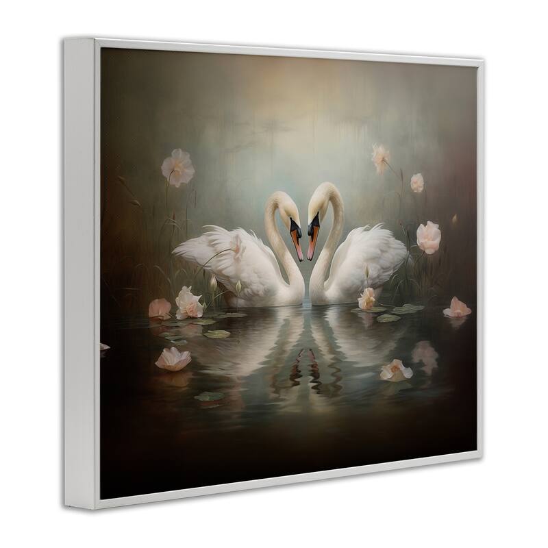 Stupell Romantic Swans Reflection Framed Giclee Art Design By Arlington Prints