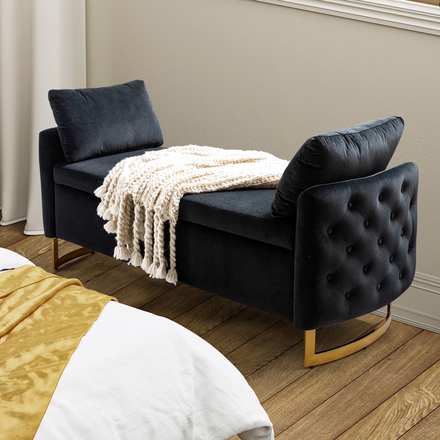 Gourley upholstered flip top storage bench top