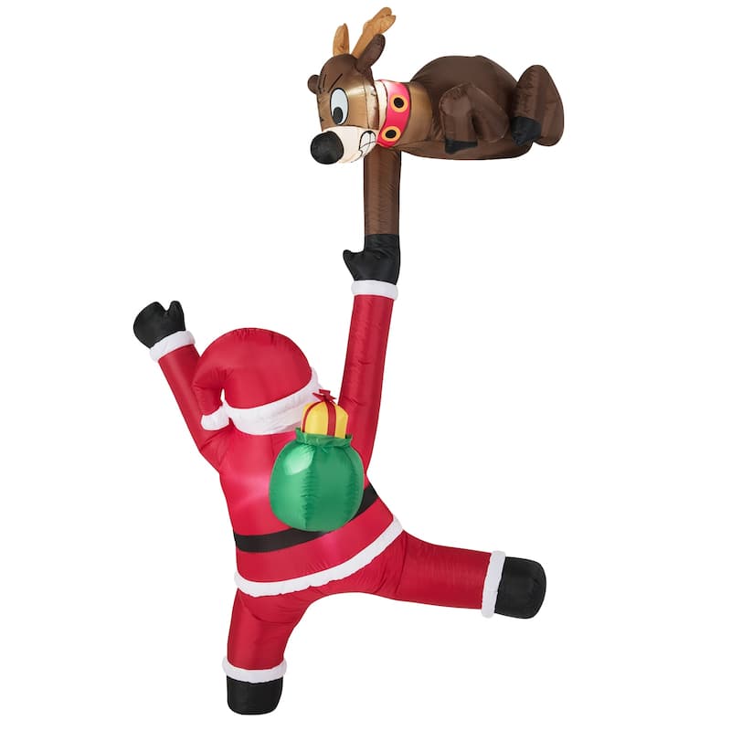 8.5 Feet Christmas Inflatable Santa with Reindeer LED Lights Outdoor Holiday Decoration