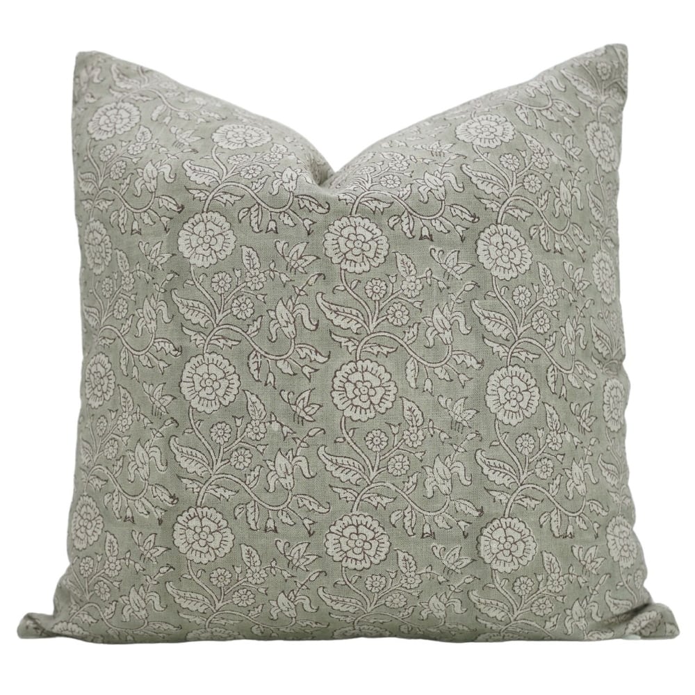 Fabdivine Polka Dots Grey Pure Linen Cushion Cover Soft, 12x20 Inches Handmade Block Print Bedroom or Farmhouse Décor, Shivri