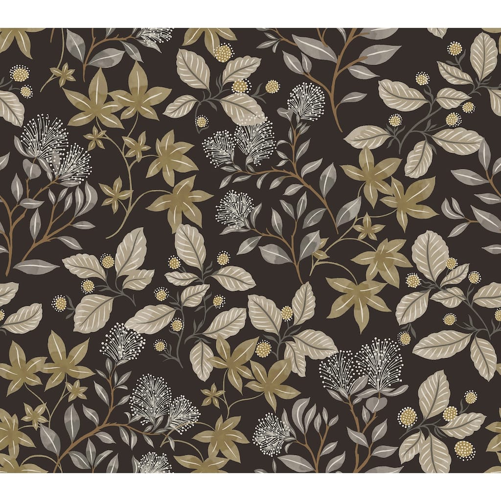 A-Street Prints Mildred Black Botanical Trail Wallpaper