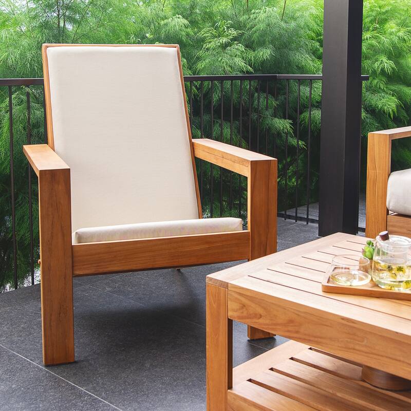 Cambridge Casual Logan 4-piece Teak Patio Conversation Set with Cushion
