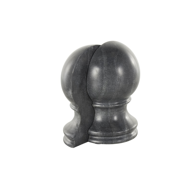 Black or White Marble Sleek Orb Globe Decorative Bookends (Set of 2)
