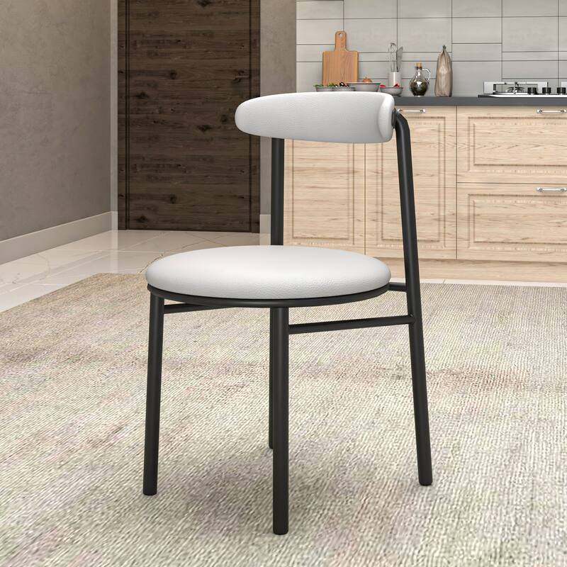 Lume Modern Dining Chairs Polyester Fabric Seat with Steel Legs by LeisureMod