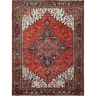 Hand Knotted Red Heriz with Wool Oriental Rug (8'2
