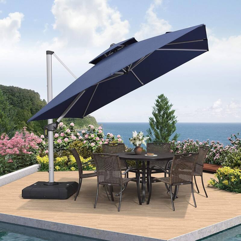 PURPLE LEAF 10ft Square Sunbrella Patio Cantilever Umbrella