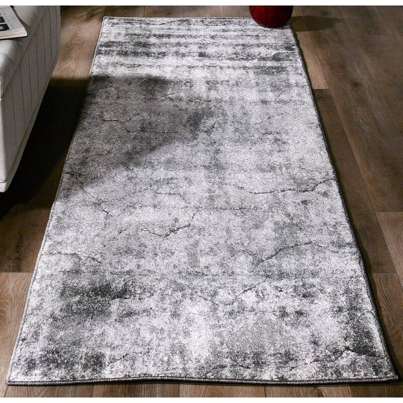 Milan Collection Abstract Stone Area Rug - 2'8'' X 8'1'' - Grey