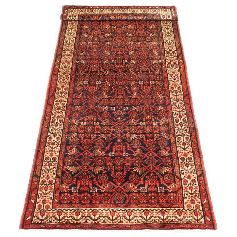 ECARPETGALLERY Hand-knotted Andelz Navy Wool Rug - 3'7 x 10'0