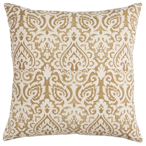 Damask Gold Cotton Square Throw Pillow