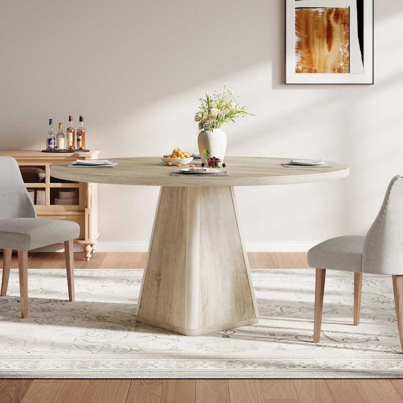 30"H Round Wood Dining Table Pedestal Kitchen Table for 6 - 47“