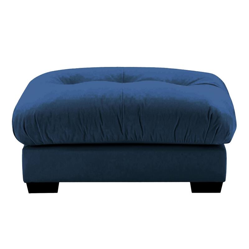 Modern Sectional Couch Comfortable Upholstered Sofa Set with Lumbar Pillow and Throw Pillow for Living Room - Ottoman - Blue