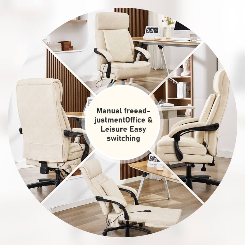 500Lbs Massage Reclining Executive Office Chair, Faux Leather High Back Ergonomic Office Chair With Footrest