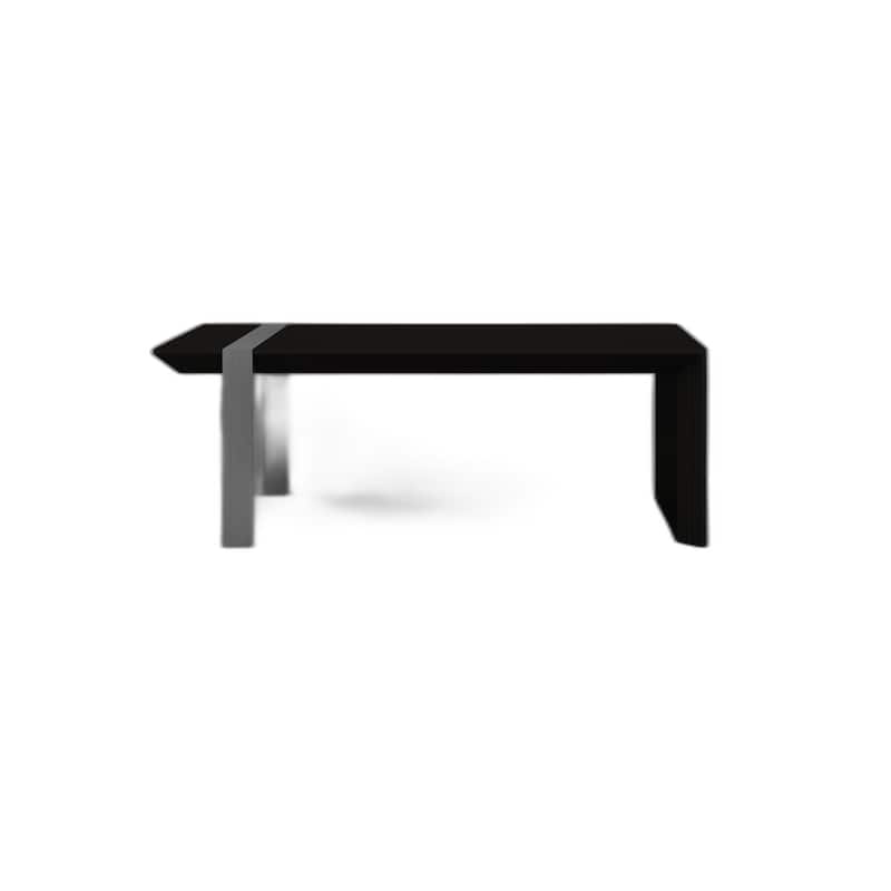 HomeRoots 48" Black And Silver Wood And Stainless Steel Distressed Sled Coffee Table - 48 in. x 17 in. x 24 in.