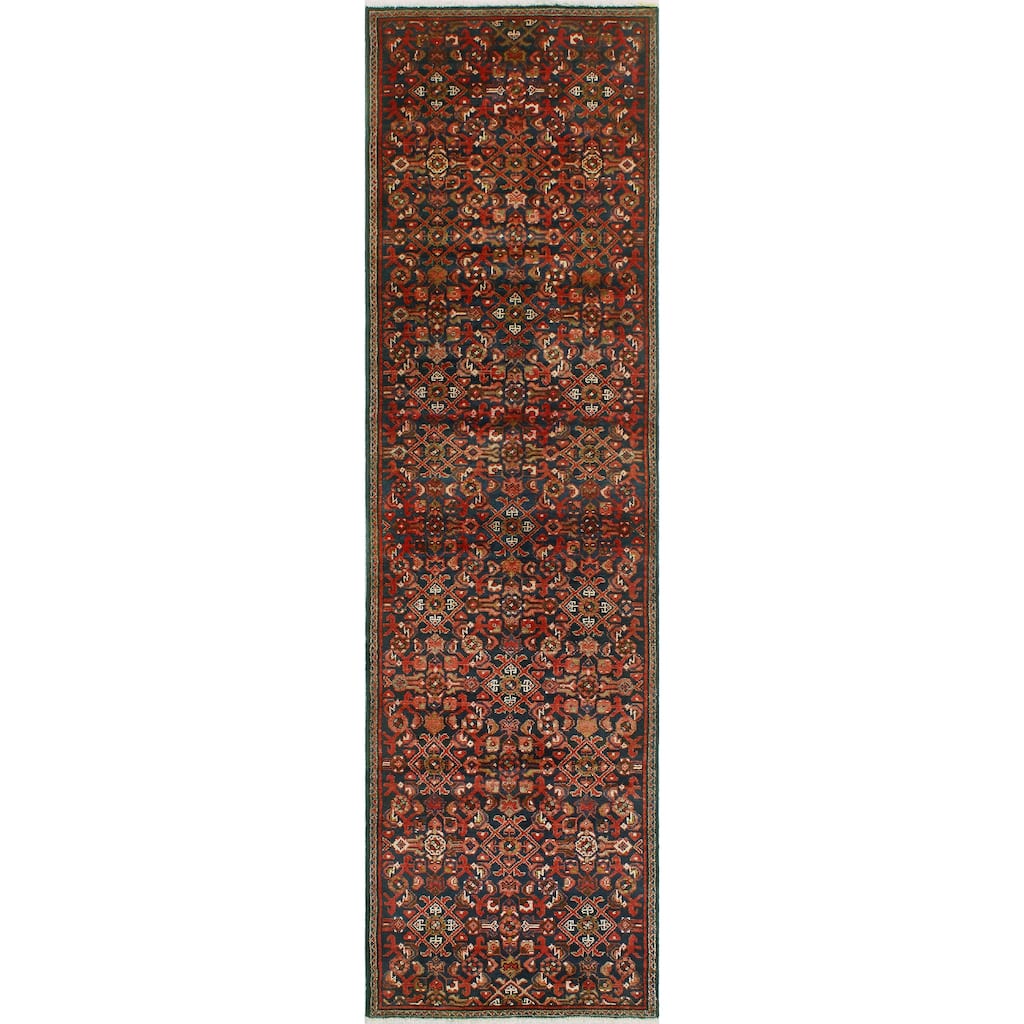 Fine Vintage Distressed All Navy/Rust Runner - 2'8" x 9'7"