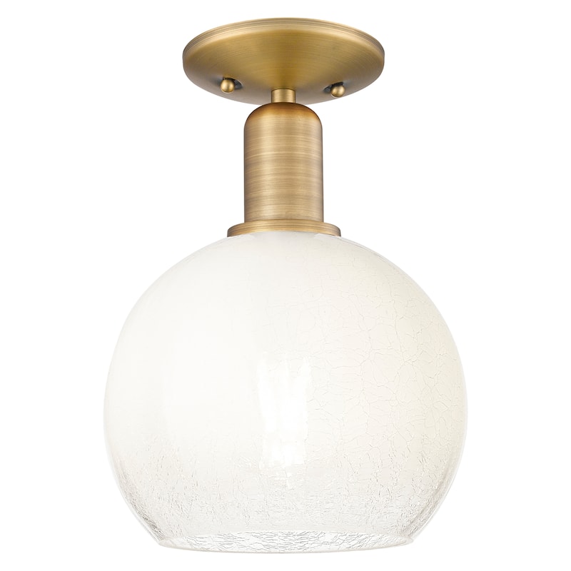 Innovations Lighting Downtown Urban - Brookhaven Globe - 1 Light 8" Semi-Flush Mount Light - Brushed Brass/Opal Shade
