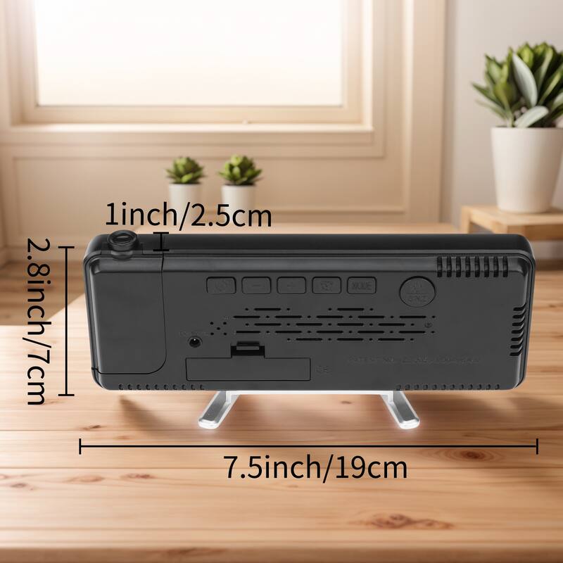 Projection Alarm Clocks with Big Numbers Temperature Display, Dimmable, 12/24H for Deep Sleepers, 7.5 x 2.8 x 1 inch
