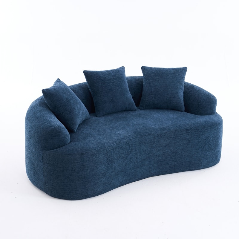 30D Chenille No-Assembly Compact Curved Loveseat Full Compression Sponge Sofa